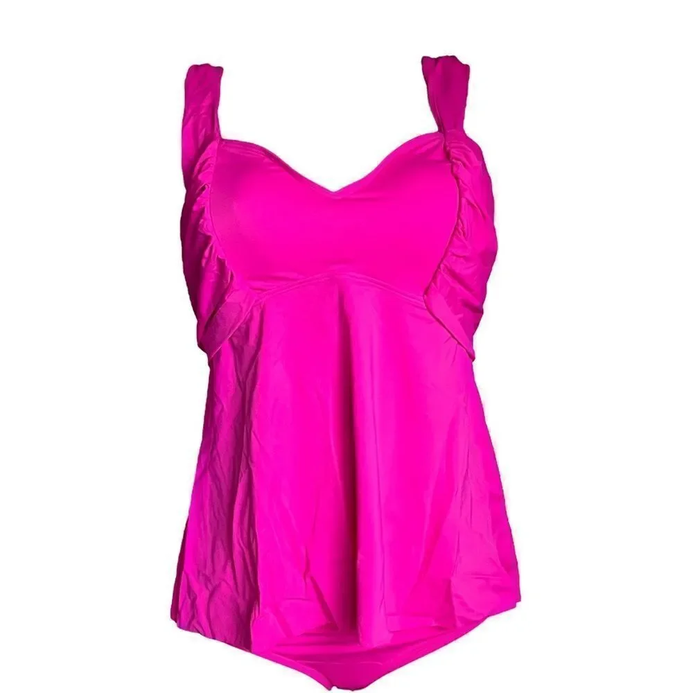 Kim Gravel Wrap Sweetheart Tankini Top and Brief Swimsuits Set